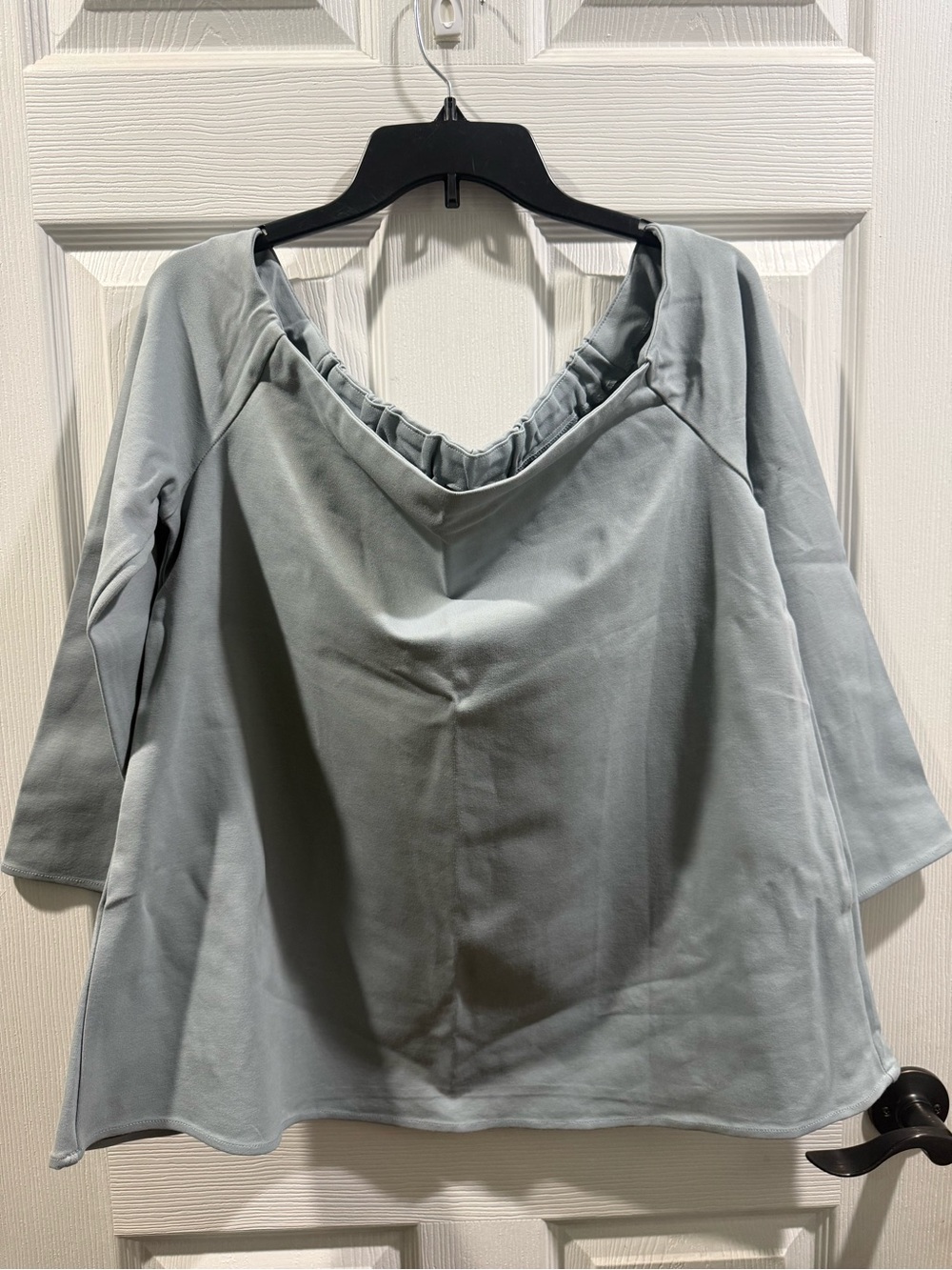 Tuckernuck Womens XXL Blue Cowl Neck Top 3/4 Sleeve Rayon Stretch Draped